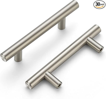 Ravinte 30 Pack | 5'' Cabinet Pulls Satin Nickel Stainless Steel Kitchen Drawer Pulls Cupboard Pulls Brushed Nickel Cabinet Handles 5”Length with 3” Hole Center