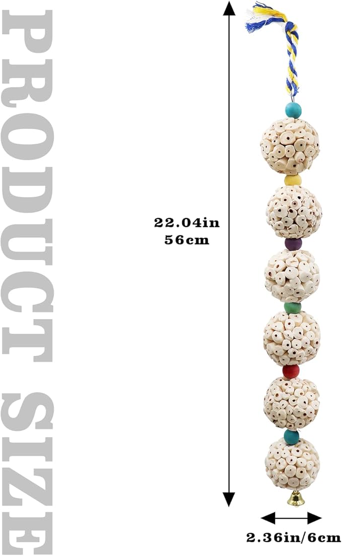 Bird Chewing Toy, Bird Sola Ball Toy with Bell, Bird Cage Accessories, Cage Toys for Cockatiel Parakeet Parrot Budgies Rat Hamster Chinchilla Rabbit Bunny African Grey-Mewly Pet