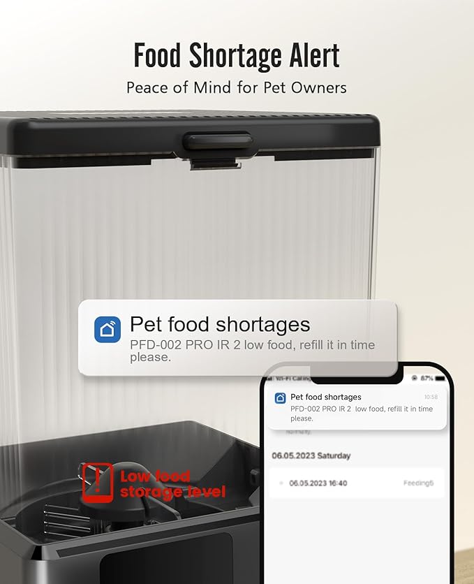 oneisall Automatic Cat Feeder with 5G WiFi, Automatic Cat Food Dispenser for 2 Cats Small Pets, 20 Cups/5L Timed Dry Food Dispenser with APP Control-Mewly Pet