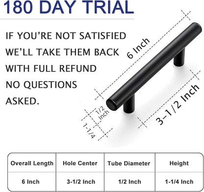 HBL' 5 Pack | 3-1/2 Inch Center to Center Matte Black Cabinet Pulls Kitchen Cabinet Handles, Made of Stainless Steel, Ideal for Cabinet,Drawer,Cupboard and Wardrobe.