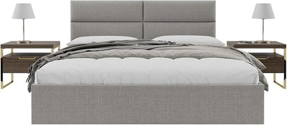 Vänt Upholstered Wall Panels - King/Cal King Size Wall Mounted Headboards - Weave Moondust Grey - Twin/King - Set of 4 Panels (Each Individual Panel 39"x11.5")