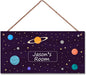 Personalized Sign Stars Sign, Outer Space Theme Wall Art Decor Custom Name Door Plate for Kids Room Nursery Planet Door Art Décor For Girls Boys Room Little Man Cave