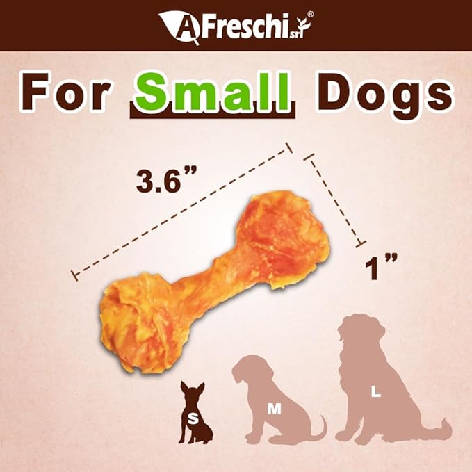 Afreschi Natural Turkey Tendon Bone (S) Pack of 4, Dog Treats for Signature Series, All Natural Human Grade Puppy Chew, USA-Sourced Turkey Tendon, Hypoallergenic, Rawhide Alternative-Mewly Pet
