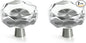 JEREVER 2 Pack Glass Crystal Knobs Brushed Nickel Drawer Pull Cabinet Handle for Dresser Kitchen (Polygon)