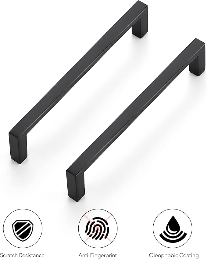 Ravinte 30 Pack Matte Black Cabinet Pulls, 5 Inch (128mm) Hole Center Slim Kitchen Handles, Square Drawer Pulls for Cabinets & Cupboards, Hardware