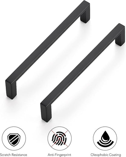 Ravinte 30 Pack Matte Black Cabinet Pulls, 5 Inch (128mm) Hole Center Slim Kitchen Handles, Square Drawer Pulls for Cabinets & Cupboards, Hardware