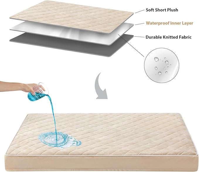 WNPETHOME Orthopedic XXL Dog Beds Large Sized Dog, Waterproof Extra Large Dogs Bed with Removable Washable Cover, Multi-Needle Quilting Dogs Crate Bed-Mewly Pet