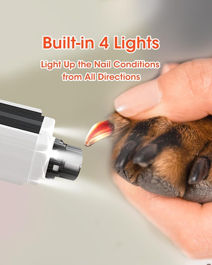 Super Powerful Dog Nail Trimmers, Dog Nail Clipper and Dog Nail Grinder Combo, Ultra Quiet, 3 Speeds, 4 Bright Lights, with Travel Lock, for Small, Meddium and Large Dogs, Cats, Small Animals-Mewly Pet