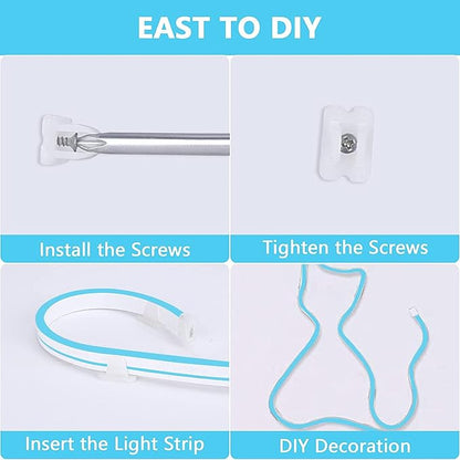 Lamomo LED Neon Lights, 16.4ft Ice Blue LED Strip Light, 12V 0.39In/Cut Silicone Waterproof Neon Rope Light for Bedroom Indoor Outdoor Decoration（Power Adapter not Included）