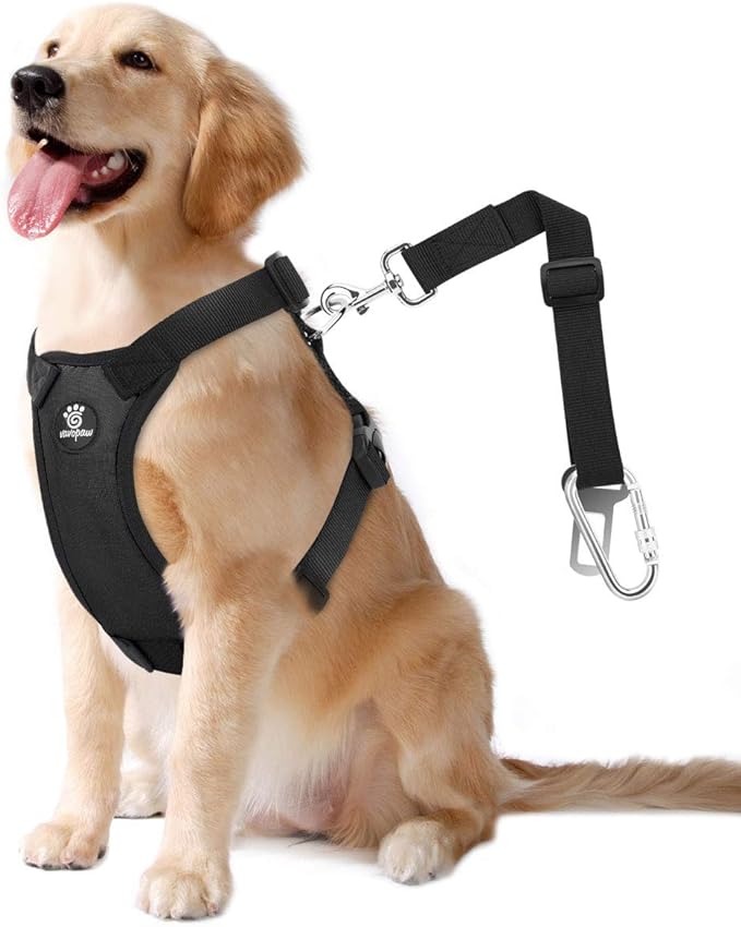 Dog Seat Belt, Safety Vest Dog Car Harness with Adjustable Buckle Dog Seat Belt for Vehicle Nylon Pet Safety Seat Belts Heavy Duty(L, Black)-Mewly Pet
