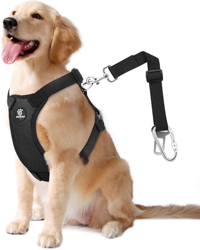 Dog Seat Belt, Safety Vest Dog Car Harness with Adjustable Buckle Dog Seat Belt for Vehicle Nylon Pet Safety Seat Belts Heavy Duty(XL, Black)-Mewly Pet
