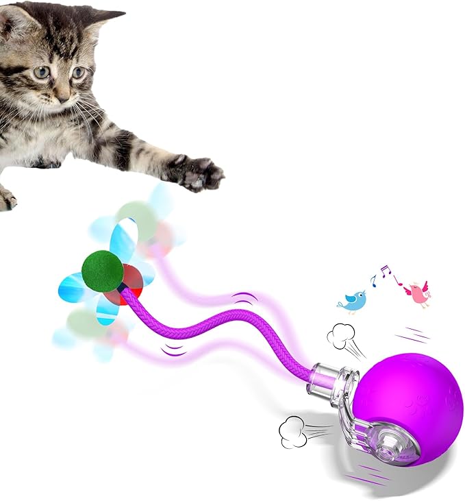 Interactive Cat Toys for Indoor Cats - Kitten Toy with Speedy Tail 2.0, Automatic Cat Toys for Bored Indoor Adult Cats, Motion-Activated, 2025 New Upgraded, USB Rechargeable (Purple)-Mewly Pet