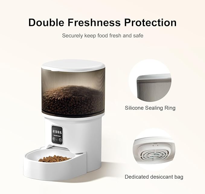 Darlipet Automatic cat Feeder,4L Auto cat Feeder,Programmable Meal & Portions,Freshness Protection, Automatic Cat Food Dispenser for Cats & Dogs, Back-up Battery, Easy to Set up & Clean-Mewly Pet