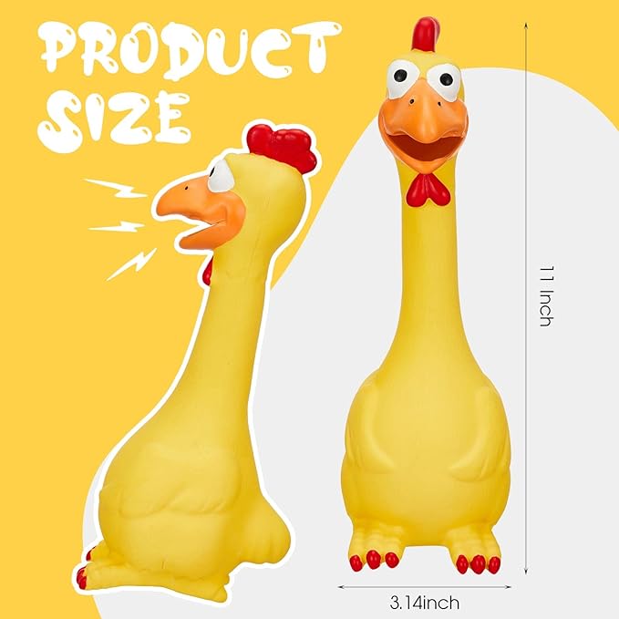 Hungdao 1 Pcs Horse Toys Latex Squeaky Squeeze Chicken Squeak Turkey Balls for Play Fake Screaming Chicken Toys for Horses Soccer Ball for Reduce Separation Anxiety Noise Maker (Yellow)-Mewly Pet