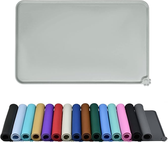 Waterproof Pet Feeding Mat with High Raised Edges, Heavier and Thicker Placemats for Cat Dog Water Bowl with BPA Free, Dogs Cats Food Mats for Messy Drinkers to Prevent Spill and Protect Floors-Mewly Pet