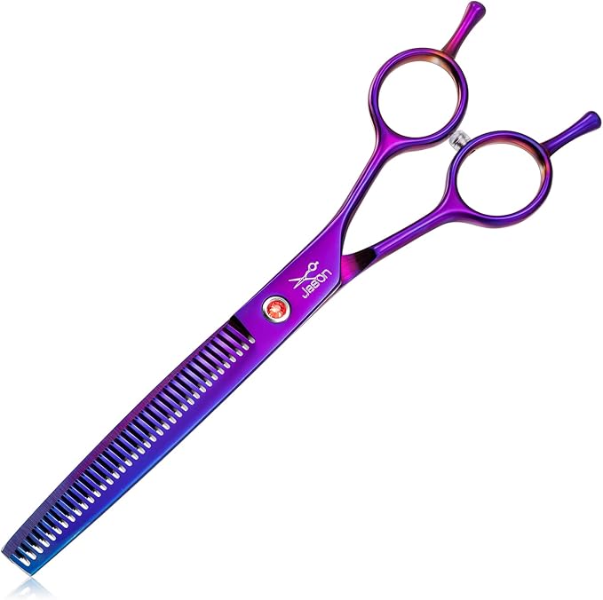 JASON Grooming Scissors for Dogs - Sharp Thinning Dog Shear with Muffler Pad, Stainless Steel Dog Grooming Shears Professional Texture Scissors for Pets-Mewly Pet