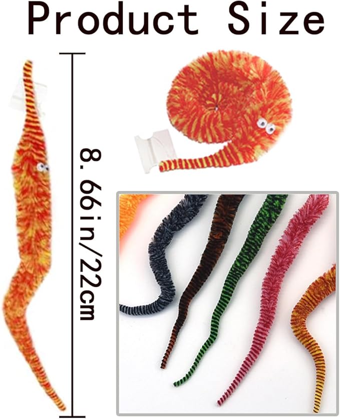 24 PCS Cat Worm Toy Zebra Print Feather Worm Teaser Refills Attachment Cute Cat Wand Replacement Interactive Wand Accessories for Fishing Pole Toy Teaser for Indoor Cats Kitten-Mewly Pet