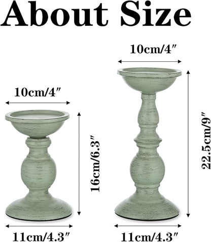 Sziqiqi Retro Iron Candle Holder Vintage Pillar Candles Holders for Table Centerpiece Wedding Birthday Candlelight Dinner Decorative Light Home Décor 2pcs