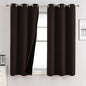 ChrisDowa 100% Blackout Curtains for Bedroom with Black Liner, 2 Thick Layers Total Blackout Thermal Insulated Grommet Window Curtains 2 Panels Set (Brown, 42 x 63 Inch)