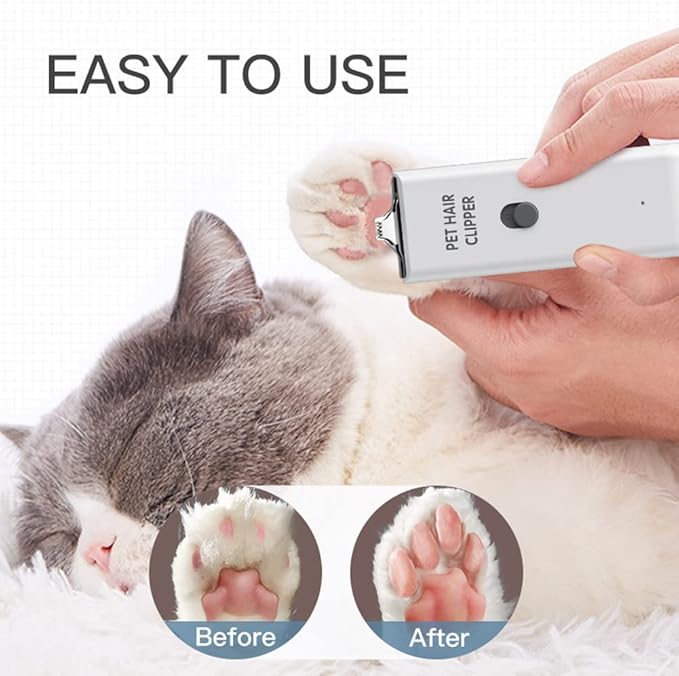 Feet Hair Trimmer, Dog Clippers,Quiet Washable USB Rechargeable Cordless Dog Grooming Kit,Electric Pets Hair Trimmers Shaver Shears for Dogs and Cats White-Mewly Pet