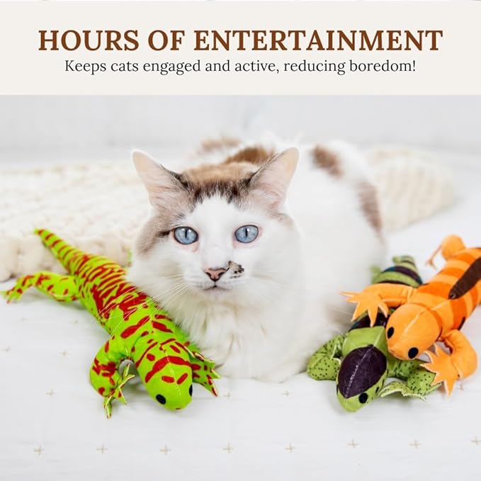 Cat Toy Snake Lizard Catnip Toys Chew Bite Resistant Toys for Indoor Cats Boredom Relief Teeth Cleaning Interactive Funny Cute Kitten Cat Lover Gifts Set of 6 Realistic Hunt Prey Activity Games-Mewly Pet