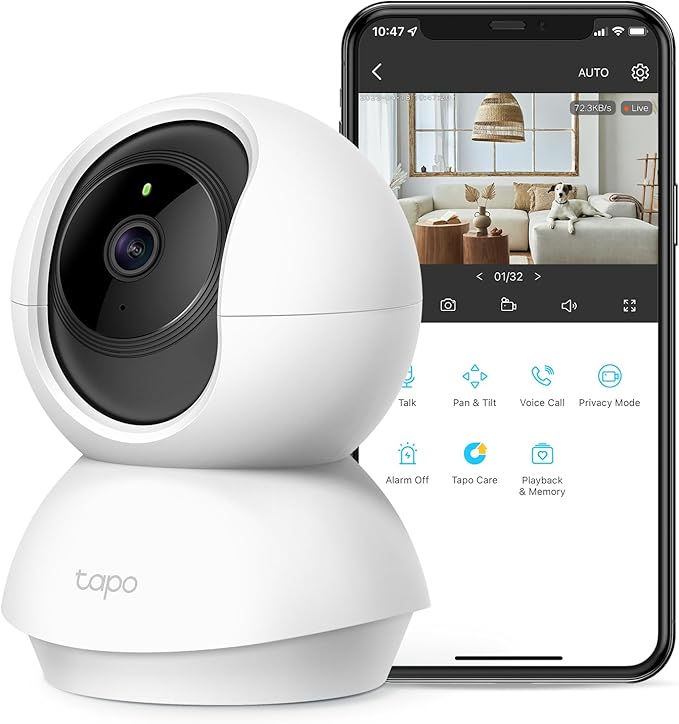 Tapo TP-Link 2K Pan/Tilt Security Camera for Baby Monitor, Dog Camera w/Motion Detection and Tracking, 2-Way Audio, Night Vision, Cloud &SD Card Storage, Works w/Alexa & Google Home C210-Mewly Pet