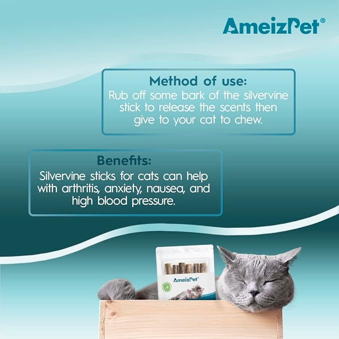 Catnip Sticks for Cats, Cat Dental Chew Sticks - Natural Matatabi Cats Dental Care, Silvervine Cat Teeth Cleaning (6 pcs)-Mewly Pet