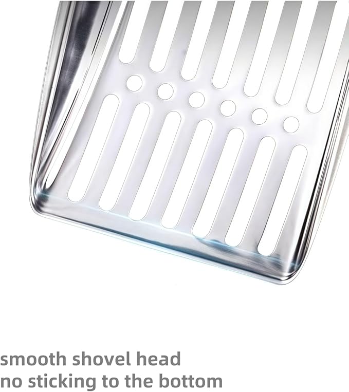 Cat Litter Scoop,Poop Sifting for Litter Box,Aluminum Alloy Sifter,Durable Kitty Metal Scooper with Long Handle Deep Shovel-Mewly Pet
