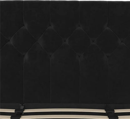 Novogratz The Her Majesty Upholstered Bed, King, Black Velvet
