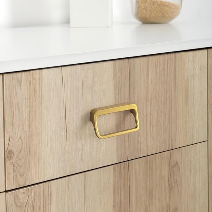 Goo-Ki Brushed Gold Cabinet Pulls with Hole Center 2.5''(64MM),Modern Zinc Alloy Finger Pulls for Drawer,Wardrobe,Cupboard,6 Pack