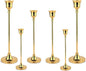 Taper Candle Holder Set of 6, Brass Gold Tall Candlestick Holders, Metal Vintage Candle Stickers Long Holder Set, Pillar Decorative Candle Holder Fits 3/4 Inch Candle for Wedding