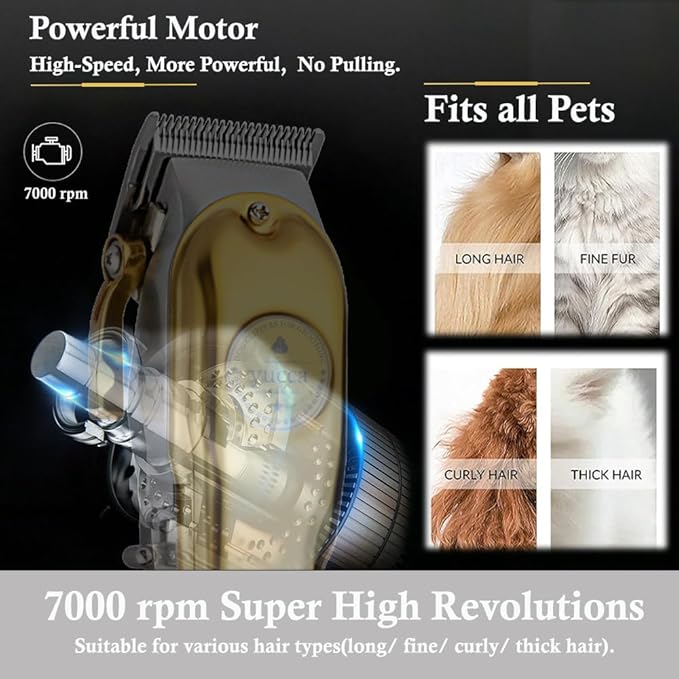 Yucca Dog Grooming Clippers for Thick Coats, Cordless, Professional Animal Clippers with 7000 RPM Powerful Motor-Mewly Pet