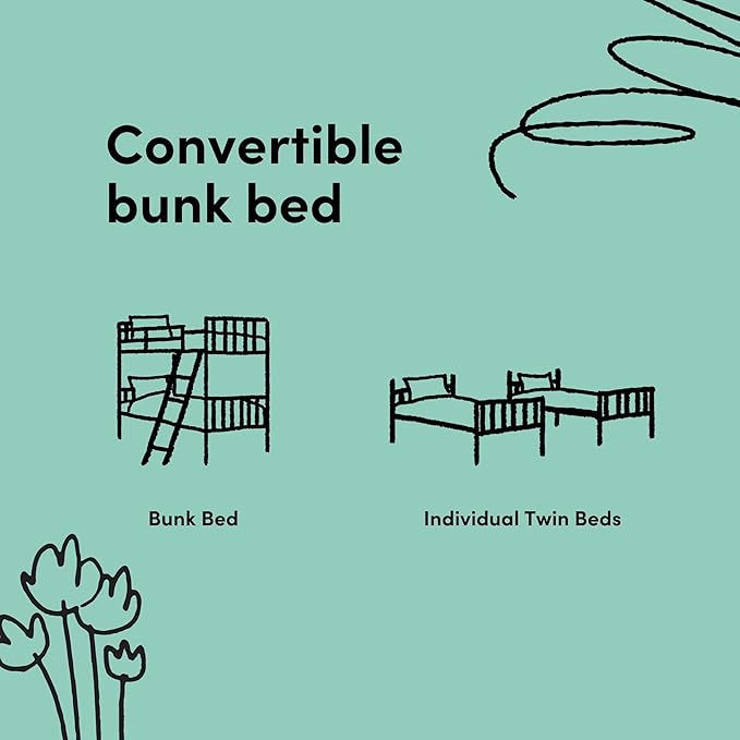 Storkcraft Caribou Bunk Bed Twin Over Twin Bunk Bed (Olive and Natural) - GREENGUARD Gold Certified, Twin Bunk Beds for Kids, Converts to 2 Individual Twin Beds (Mattress not Included)