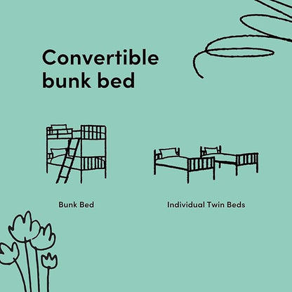 Storkcraft Caribou Bunk Bed Twin Over Twin Bunk Bed (Olive and Natural) - GREENGUARD Gold Certified, Twin Bunk Beds for Kids, Converts to 2 Individual Twin Beds (Mattress not Included)