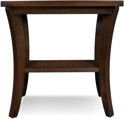Leick Home Boa End Table, Solid Wood, Narrow, Bottom Display Shelf, Easy-Assembly, For Living Room/Bedroom, Chocolate Oak, 24.0 in. L x 14.0 in W x 24.0 in. H, 10305