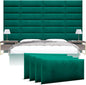 Vänt Upholstered Wall Panels - King/Cal King Size Wall Mounted Velvet Headboards - Velvet Emerald Green - Twin/King - Set of 4 Panels (Each Individual Panel 39"x11.5")