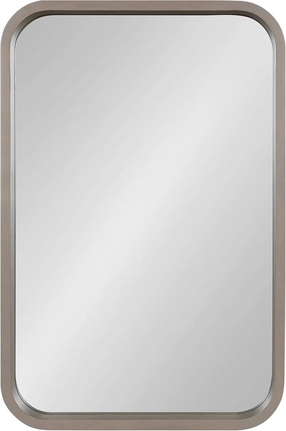 Kate and Laurel Hutton Modern Radius Rectangle Wood Wall Mirror, 20 x 30, Gray, Large Decorative Robust Farmhouse Mirror for Wall