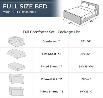 HEVUMYI Army Green Full Comforter Set - 7-Piece All Season Bed in a Bag Full, Ultra Soft Bedding Set with Comforter, Flat Sheet, Fitted Sheet, Pillowcases, Pillow Shams