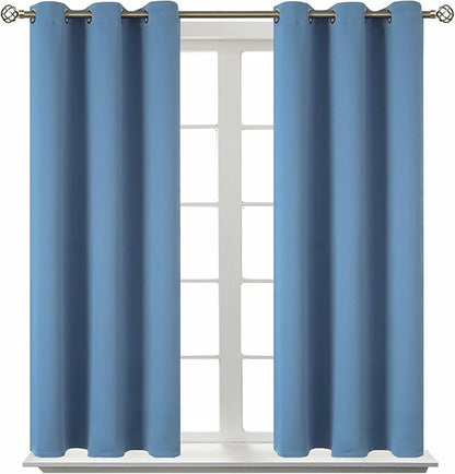 BGment Blackout Curtains for Bedroom - Grommet Thermal Insulated Room Darkening Curtains for Living Room, Set of 2 Panels (38 x 54 Inch, Faded Denim)