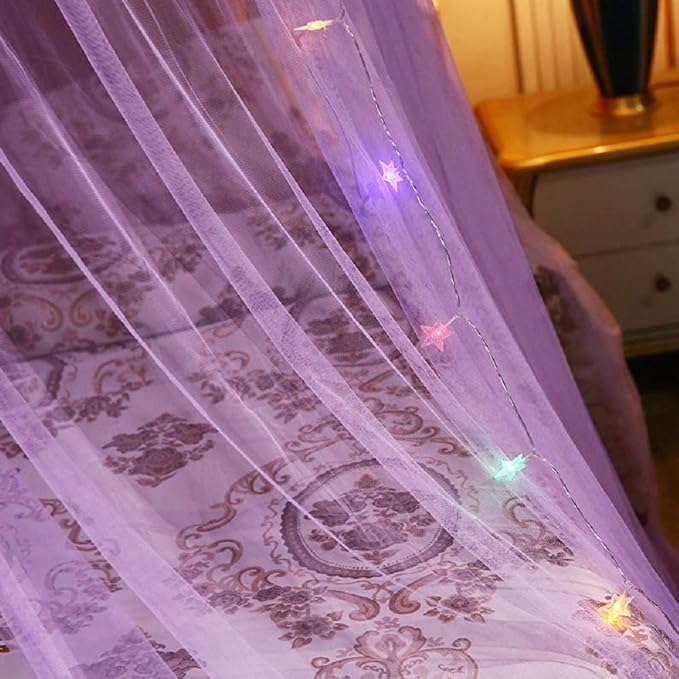 Jolitac Bed Canopy Lace Mosquito Net for Girls Beds, Unique Princess Play Tent Mesh Canopies Large Lace Dome Curtain Drapes Home & Travel (Purple)