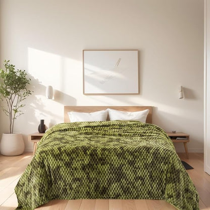 Soft Fleece Throw Blanket, 50x60 Inches Travel Size 3D Clouds Stylish Jacquard Throw Blanket for Couch, Cozy, Warm and Lightweight for Winter, Tie-dye Olive Green