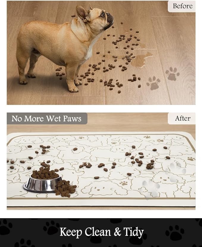Pet Feeding Mat-Absorbent Dog Mat for Food and Water Bowl-No Stains Quick Dry Water Dispenser Mat-Dog Accessories Pet Supplies-Bowl for Messy Drinkers（FRAMEDOGS,17"x28"-Mewly Pet