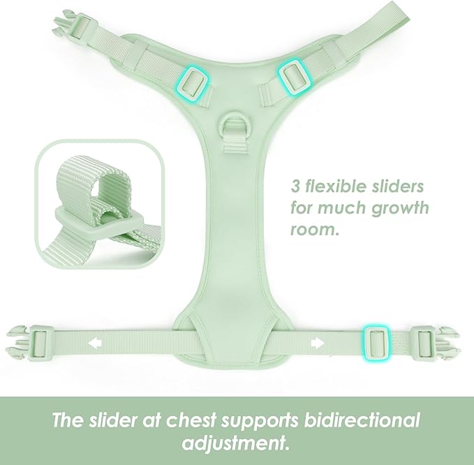 No Pull Dog Harness, Puppy Vest with Front Clip for Small Medium Large Sized Dog(Light Green,L)-Mewly Pet