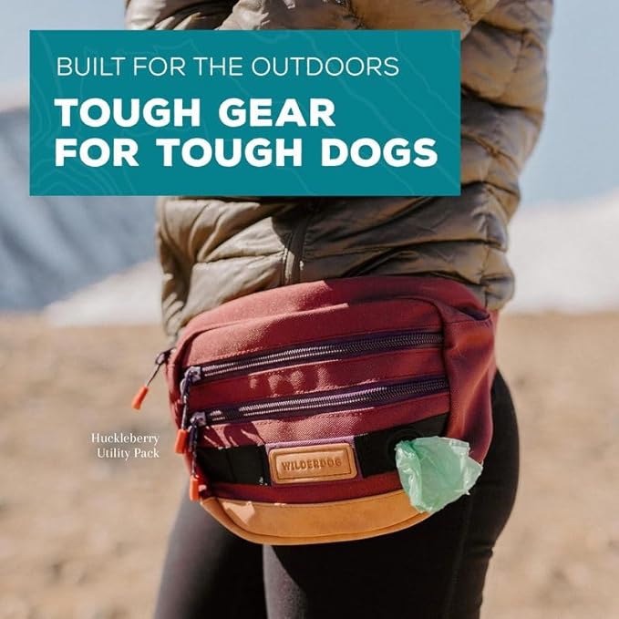 Wilderdog Utility Fanny Pack stores Treats, Balls, Keys in 3 Pockets with adjustable strap and Poop Bag dispenser (Pacific Blue)-Mewly Pet