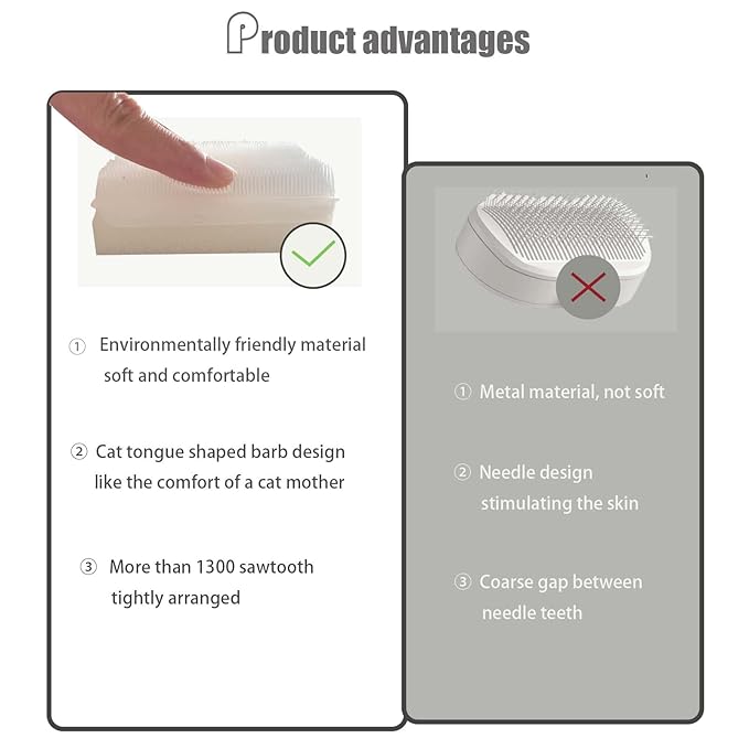 2PC Soft Cat Brush for Grooming - Gentle Cat Tongue Brush with 1300+ Barbed Serrations, Brushes for Sensitive Cats - Lightweight, gentle, Perfect for Daily Grooming & Enhancing Bonding-Mewly Pet