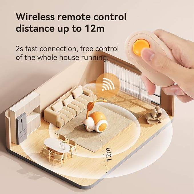 Cat Toys for Bored Indoor Adult Cats,Remote Control Cat Toy with 4 Directions,LED Lights Interactive Remote Control Dog Toy (Orange)-Mewly Pet