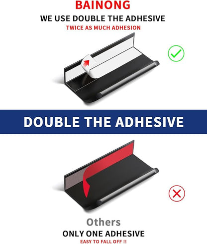 5 Pack 8 inch self Adhesive Cabinet pulls Adhesive Cabinet Handles Drawer pulls Black Stick on Handles for Finger pulls for cabinets Concealed Edge Pull Seam Flat Pull