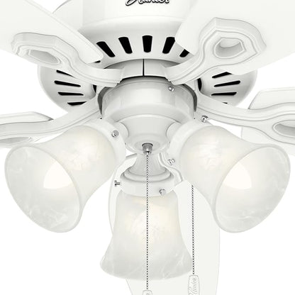 Hunter Fan Company 53236 Hunter Builder Plus Indoor Ceiling Fan with Lights and Remote Control, 52", Snow White Finish
