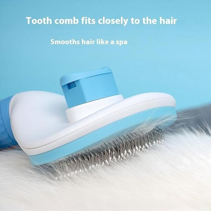 Cat Hair Brush, Cat Brush for Shedding with Metal Comb, Self Cleaning Pet Hair Brush with Release Button - Skin Friendly Deshedding Grooming Brush for Short and Long Haired Cats-Mewly Pet