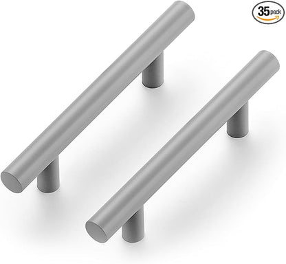 Ravinte 35 Pack | 5 Inch Cabinet Pulls Grey Stainless Steel Kitchen Drawer Pulls Cabinet Handles 5 InchLength, 3 Inch Hole Center